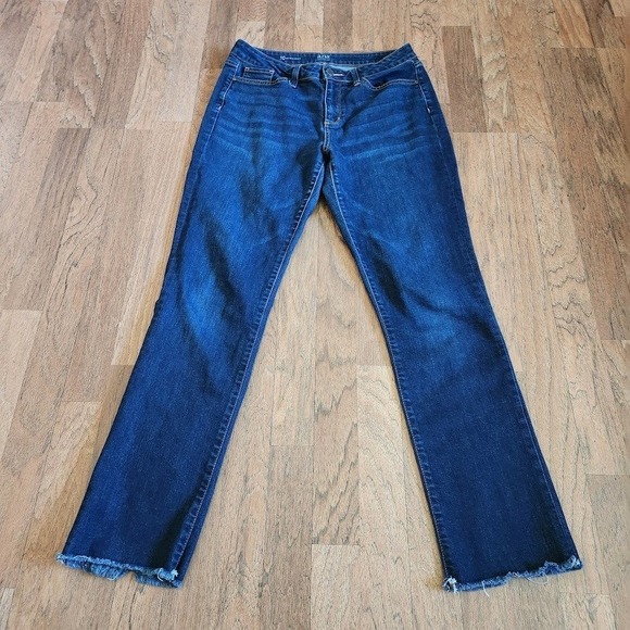 a.n.a Denim - ANA A New Approach Women Size 10 Straight Leg Jeans Dark Wash Frayed Raw Hem 371